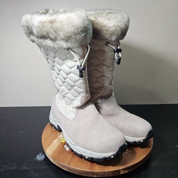 LL Bean Snow Boots EUC Quilted Nylon Suede Faux Fur Trim Pull-On Women's 8.5 EUC - Picture 16 of 16